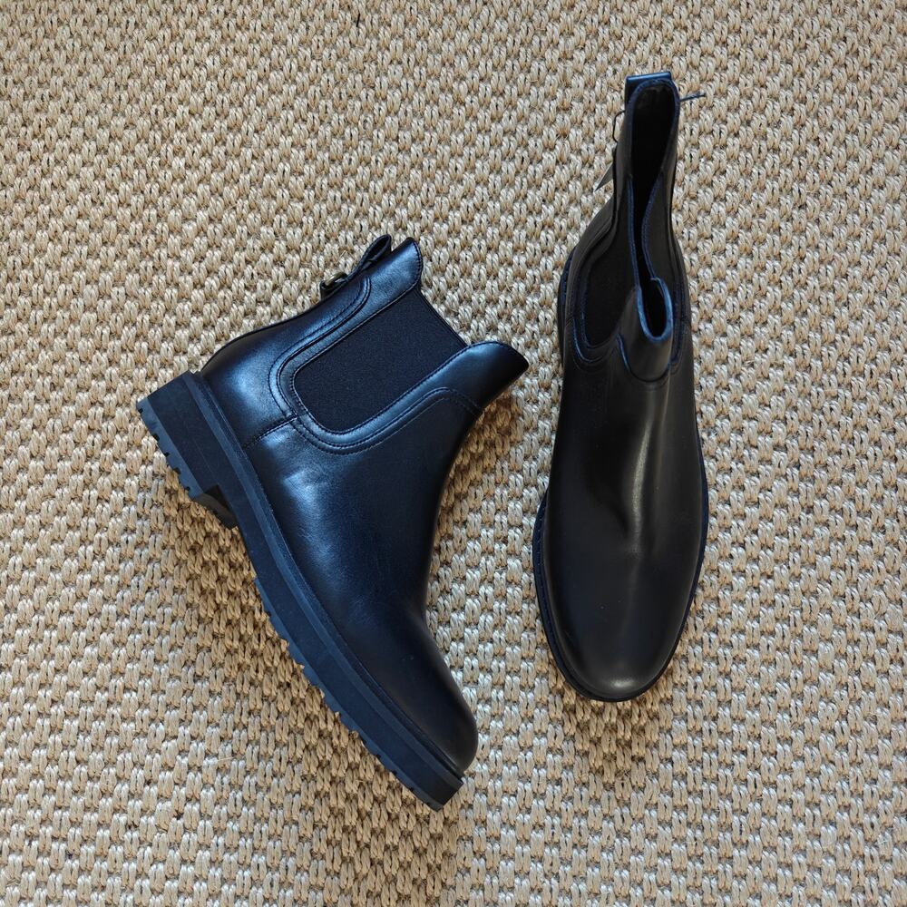 Cole Haan Waterproof Black Leather Chelsea Boots Lug Sole Size 7.5B New W24632